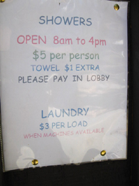 Shower-laundry Sign, Kennedy Meadows Pack Station